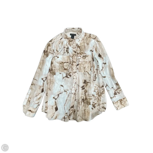 Blouse Long Sleeve By Investments In Cream, Size: L