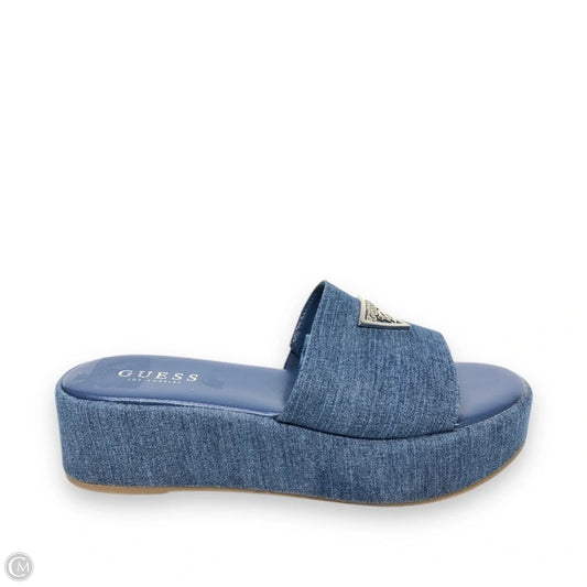 Sandals Heels Platform By Guess In Blue, Size: 8.5