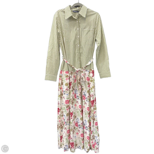 Dress Casual Maxi By Cmc In Green & White, Size: M