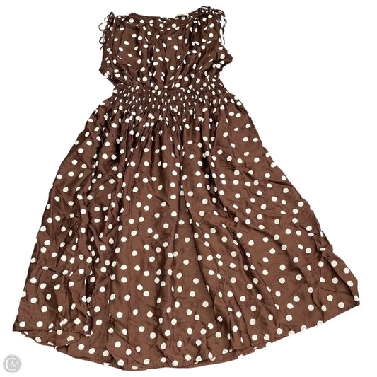 Dress Casual Midi By Loft In Brown & White, Size: 10