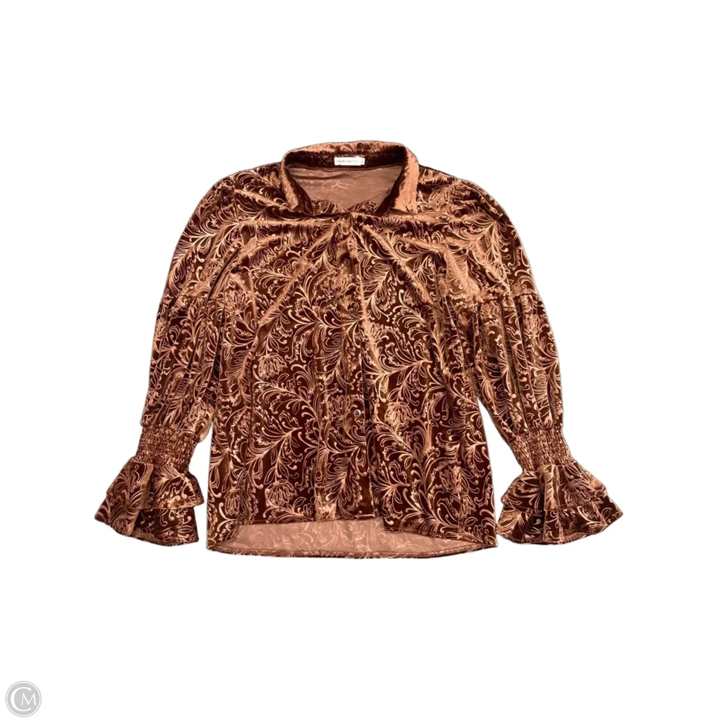 Top Long Sleeve By Cmc In Brown, Size: L
