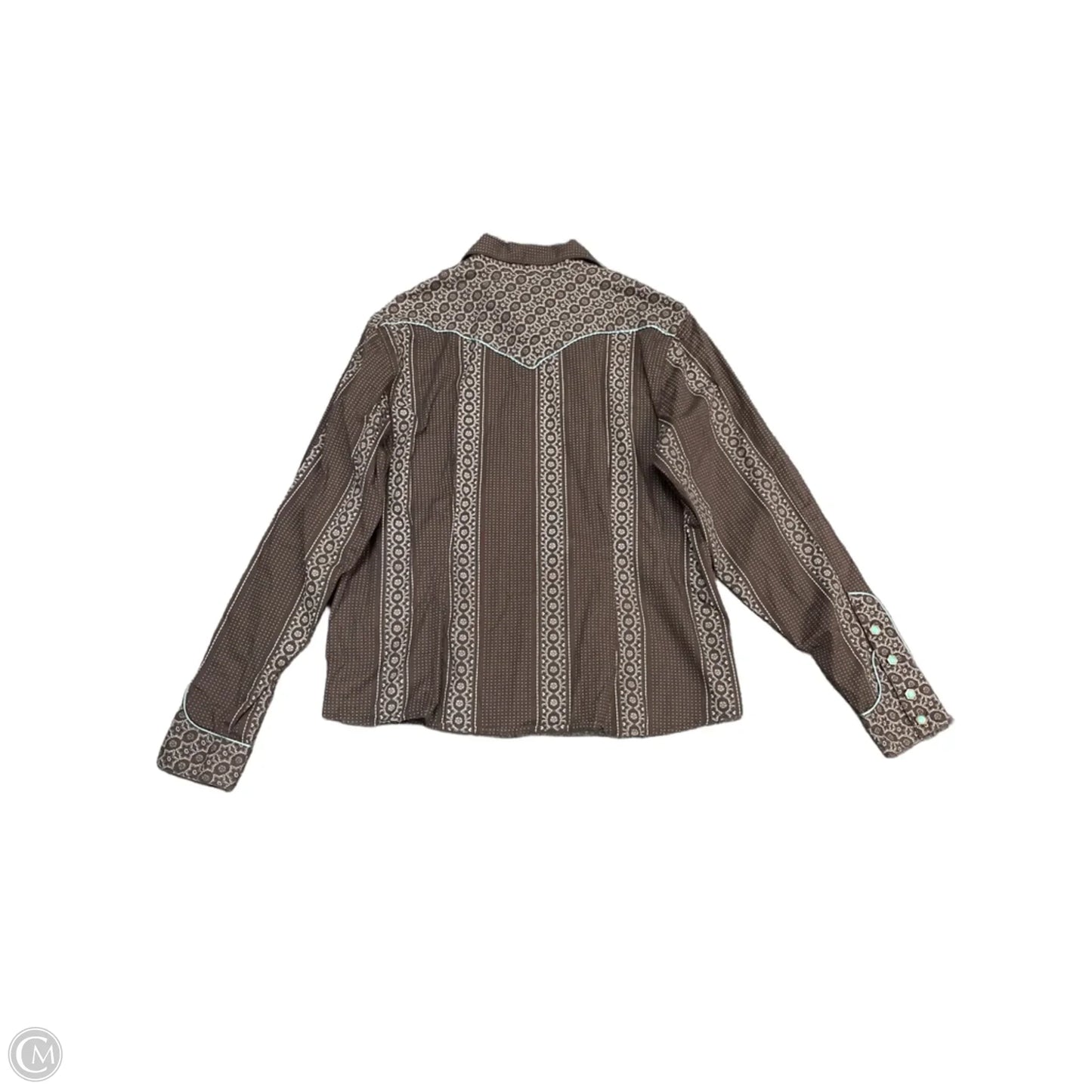 Top Long Sleeve By Cmc In Blue & Brown, Size: L