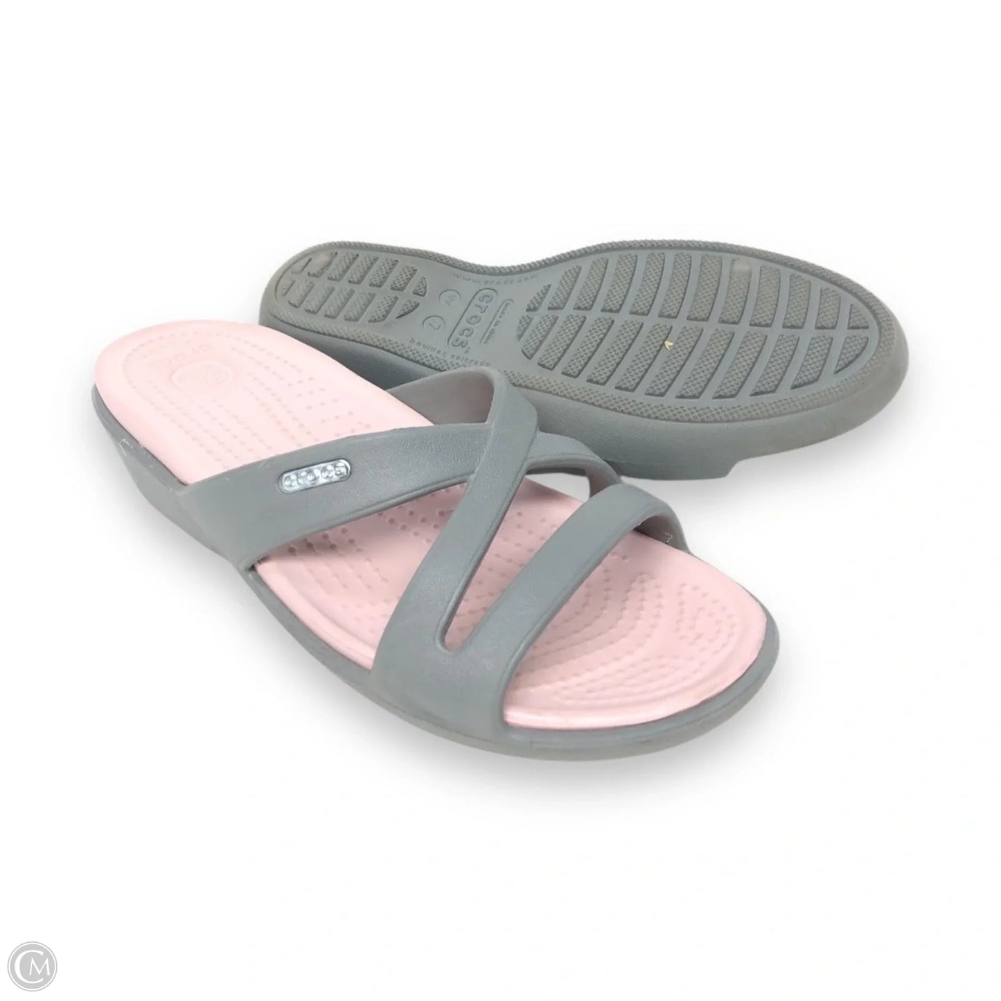 Sandals Flats By Crocs In Grey, Size: 7