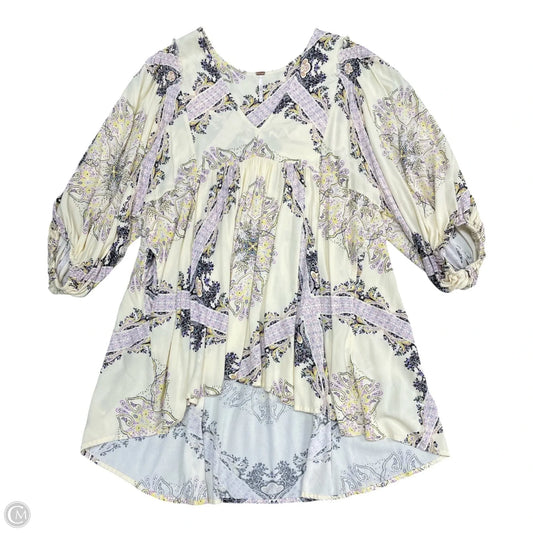 Tunic Long Sleeve By Free People In Cream & Purple, Size: M