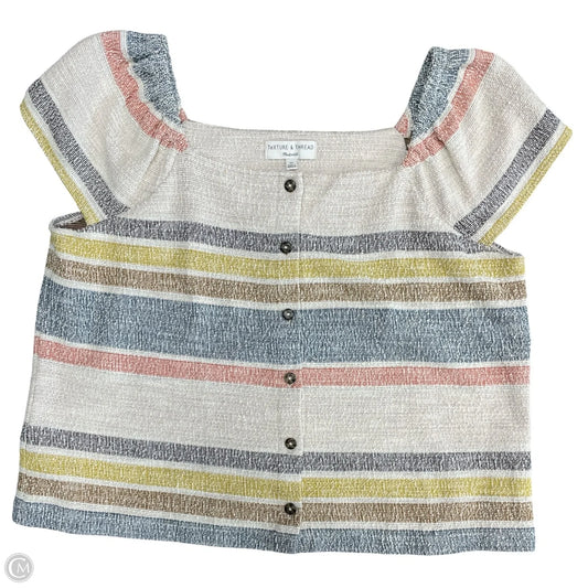 Top Short Sleeve By Madewell In Blue & Cream, Size: Xl