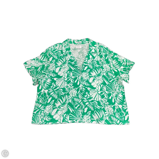 Top Short Sleeve By Nicole Miller In Green & White, Size: 6