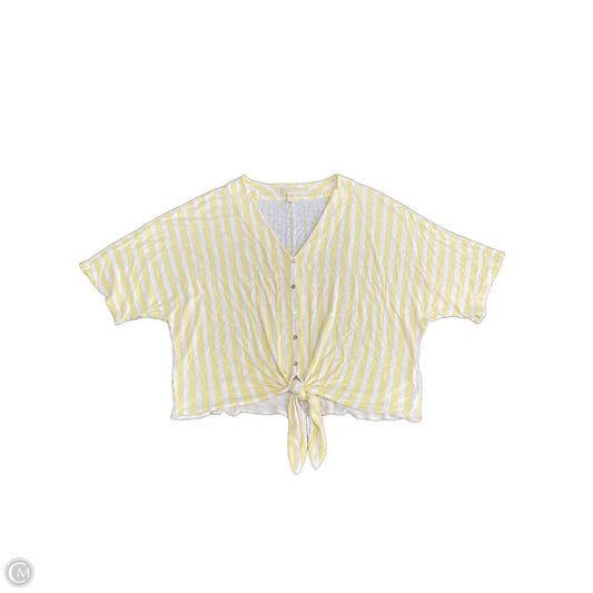 Top Short Sleeve By Michael By Michael Kors In White & Yellow, Size: Xl