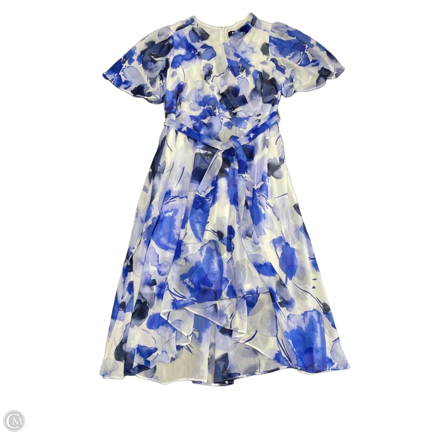 Dress Casual Midi By Dkny In Blue & White, Size: 12