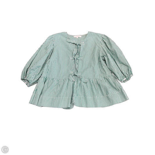 Top Short Sleeve By Olivaceous In Green & White, Size: M