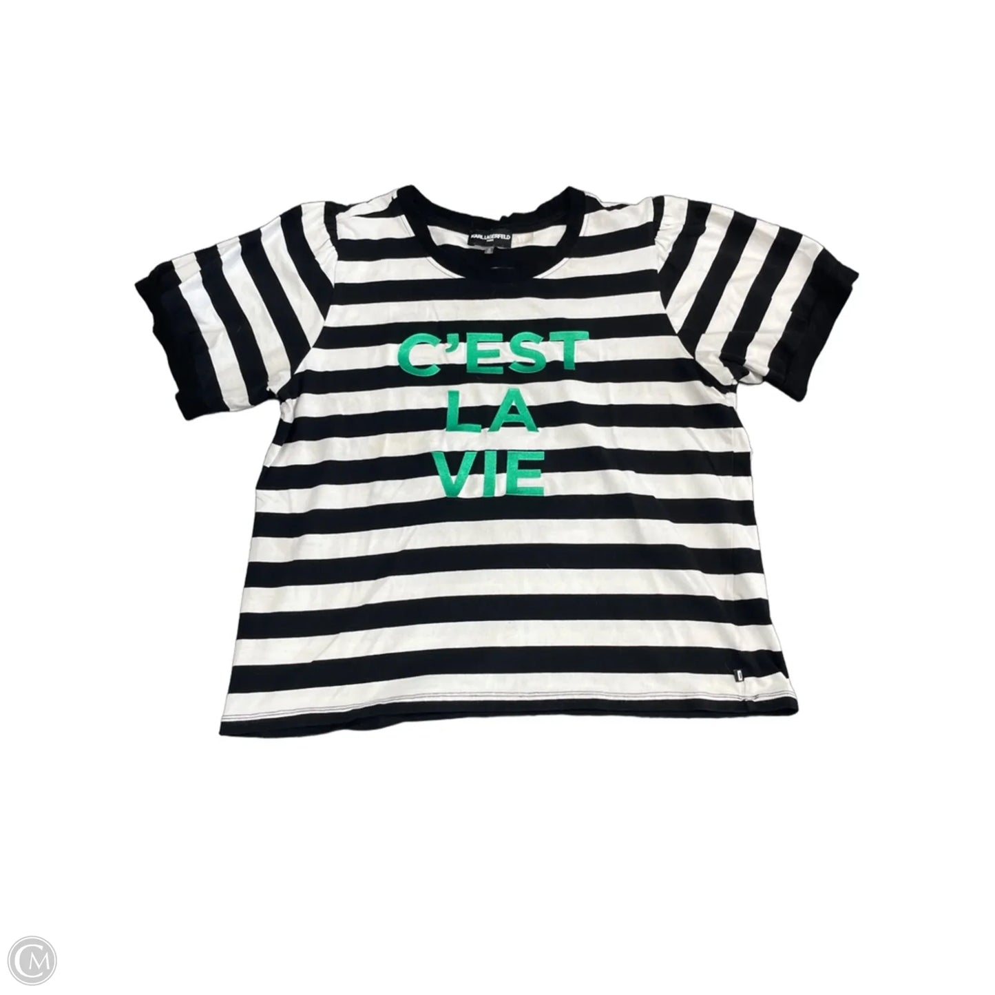Top Short Sleeve Designer By Karl Lagerfeld In Black & White, Size: Xl