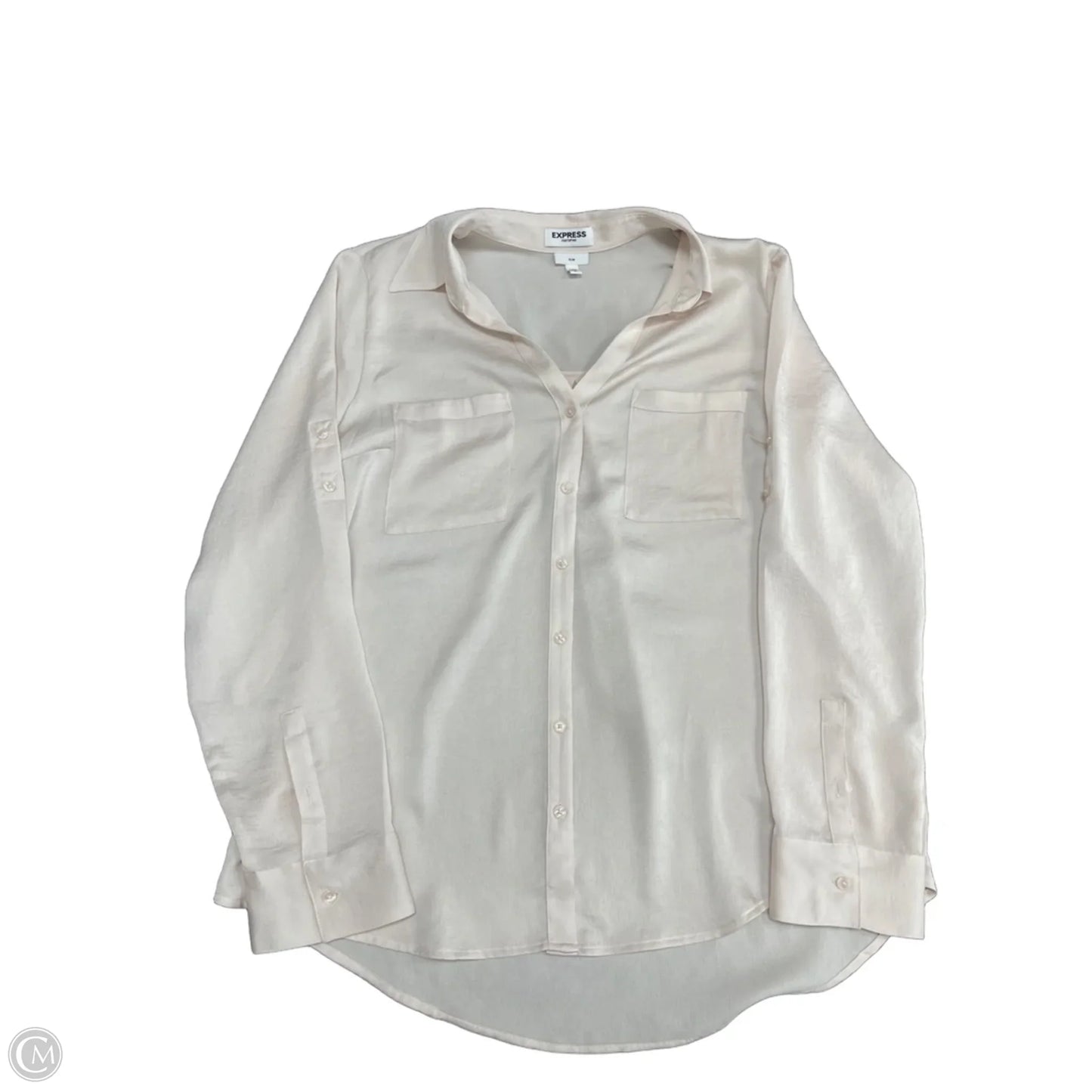 Blouse Long Sleeve By Express In Cream, Size: L