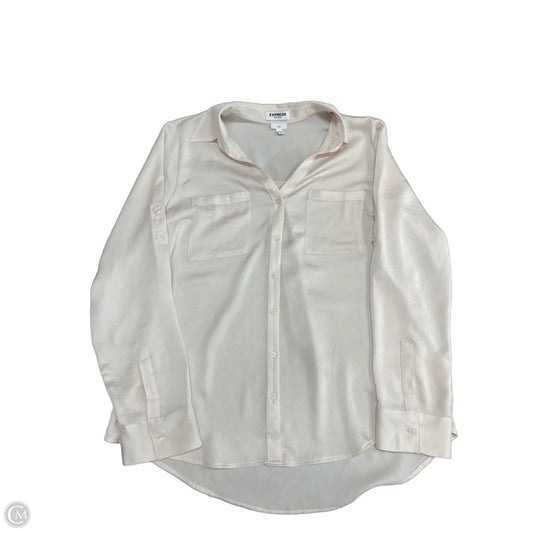 Blouse Long Sleeve By Express In Cream, Size: L