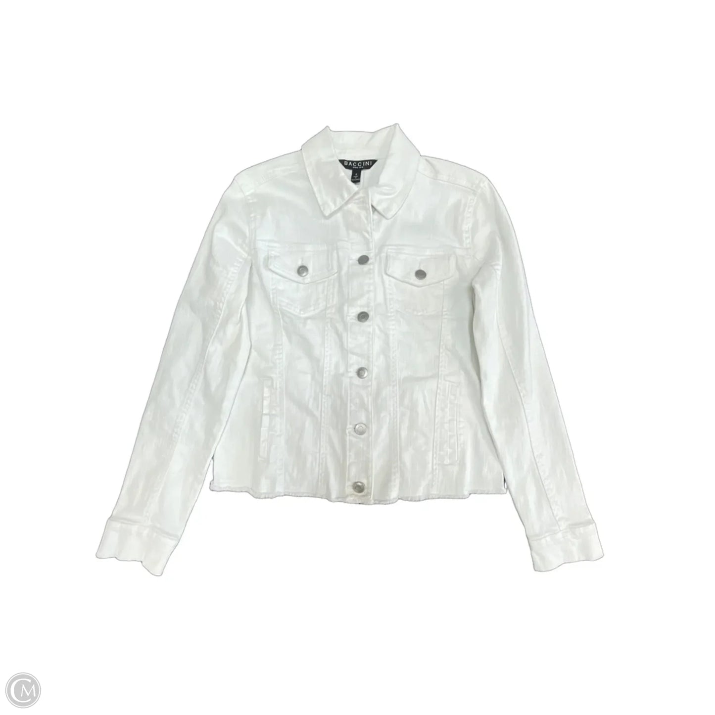 Jacket Denim By Baccini In White Denim, Size: S