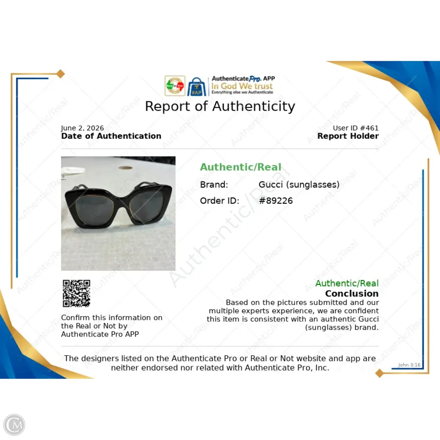 Sunglasses Luxury Designer By Gucci, Size: Large