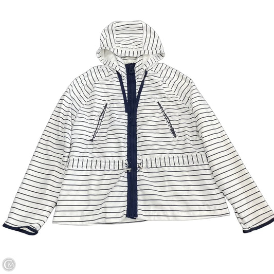 Jacket Windbreaker By Lauren By Ralph Lauren In Blue & White, Size: L