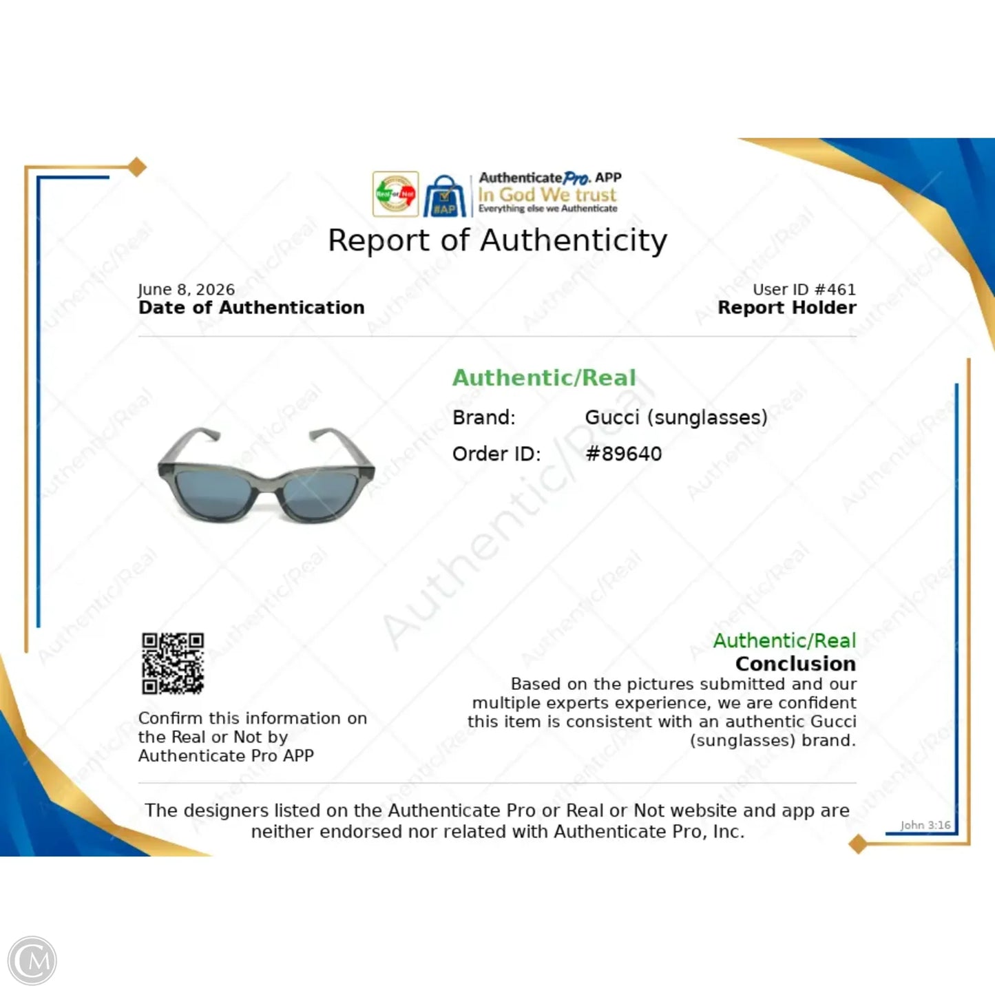 Sunglasses Luxury Designer By Gucci