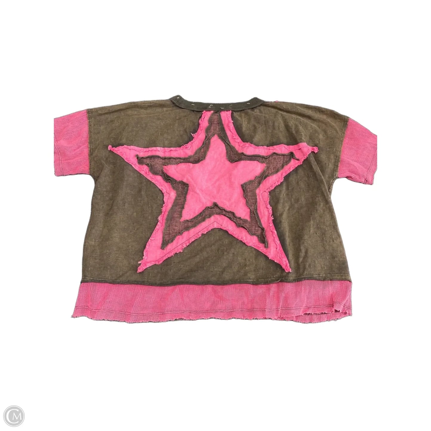 Top Short Sleeve By Oli & Hali In Brown & Pink, Size: L