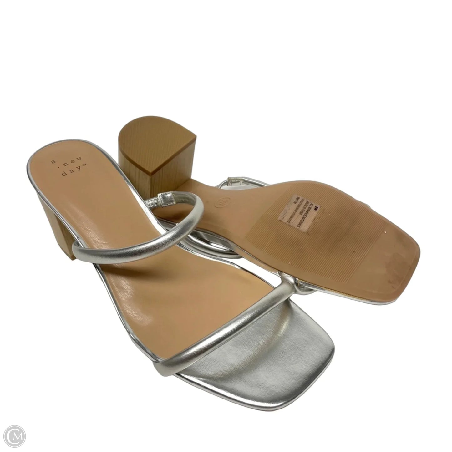Sandals Heels Block By A New Day In Silver, Size: 9