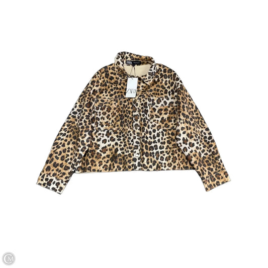 Jacket Shirt By Zara In Animal Print, Size: Xl