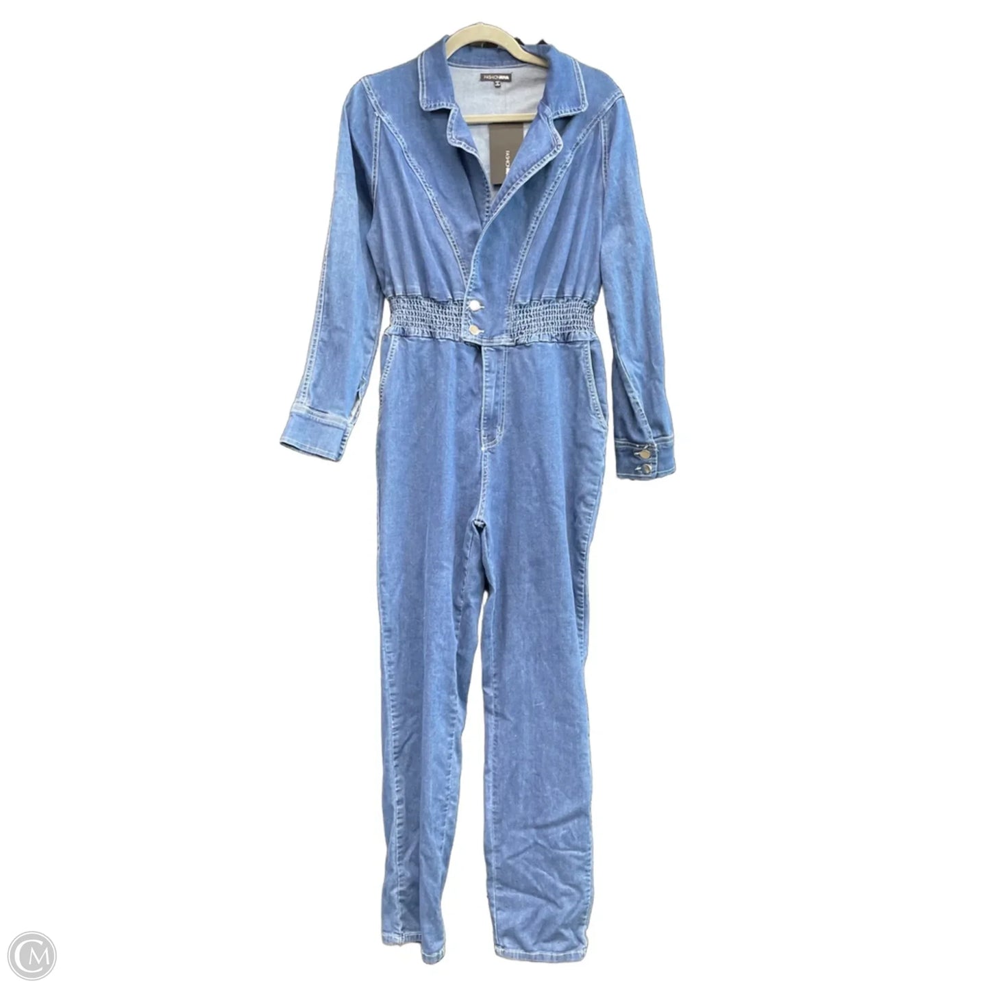 Jumpsuit By Fashion Nova In Blue Denim, Size: L