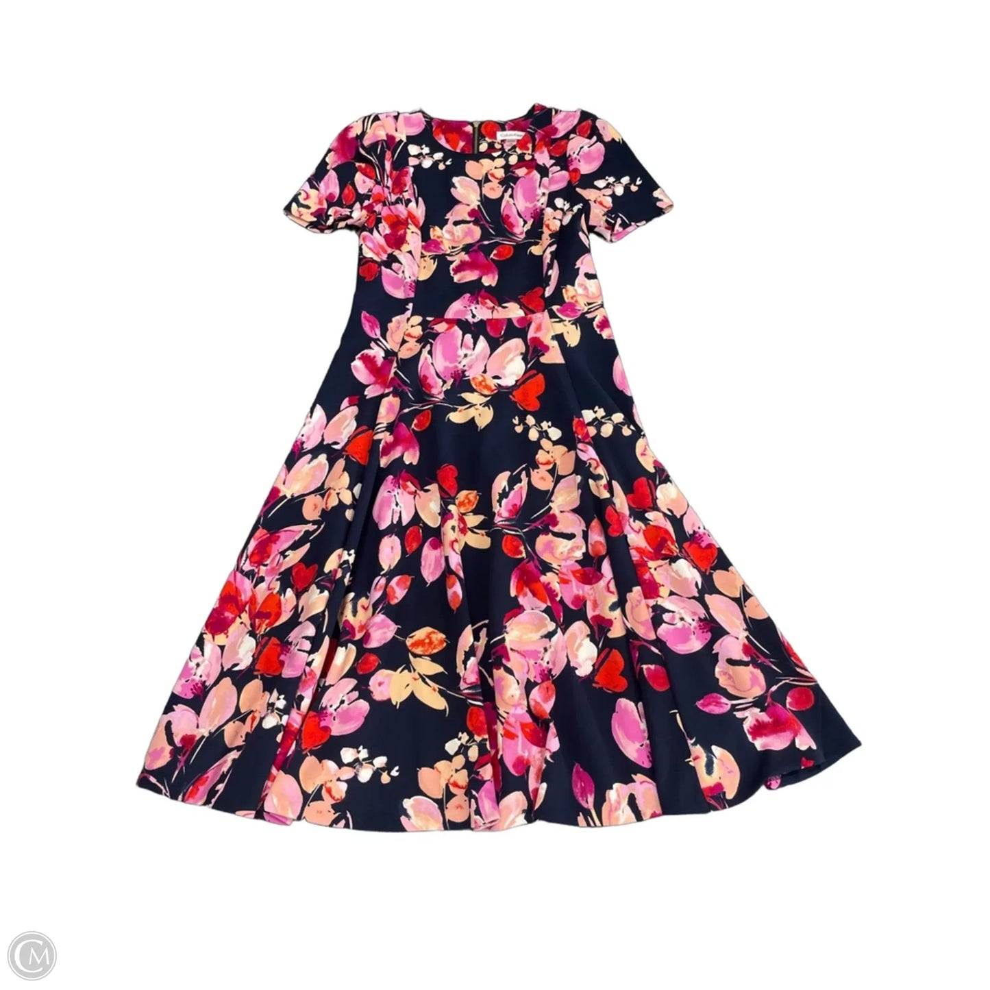 Dress Casual Midi By Calvin Klein In Blue & Pink, Size: 10