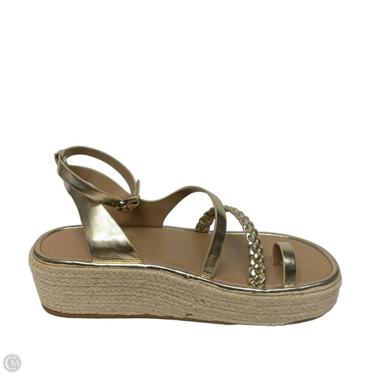 Sandals Heels Platform By Aerosoles In Gold, Size: 8