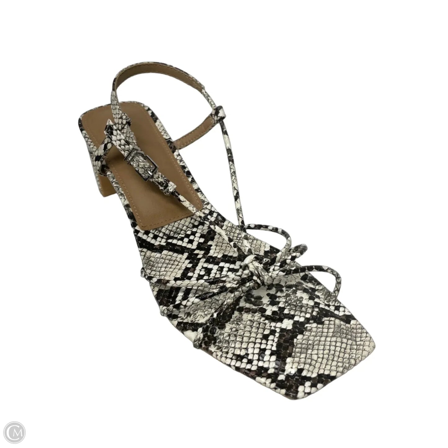 Sandals Heels Block By Amazon Essentials In Snakeskin Print, Size: 8