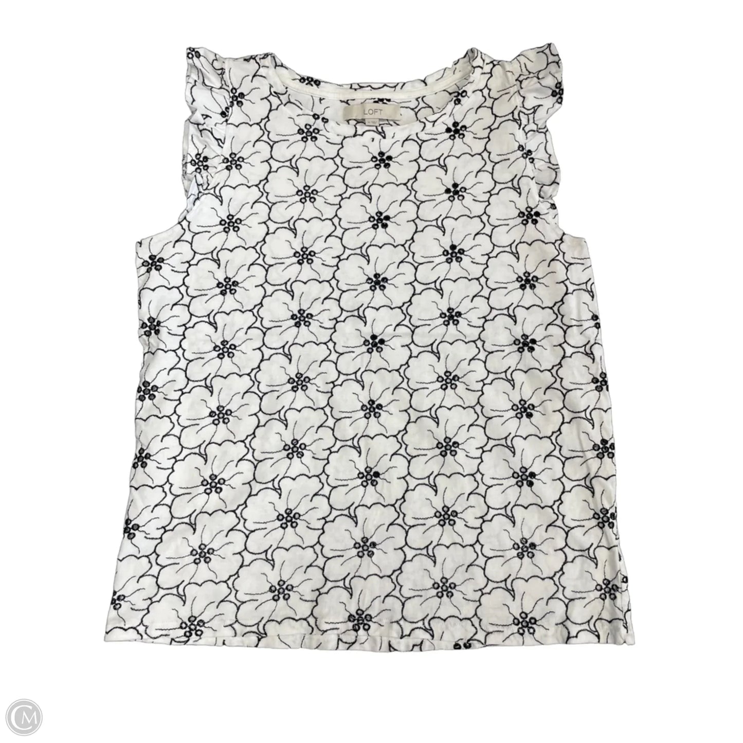 Top Short Sleeve By Loft In Black & White, Size: M