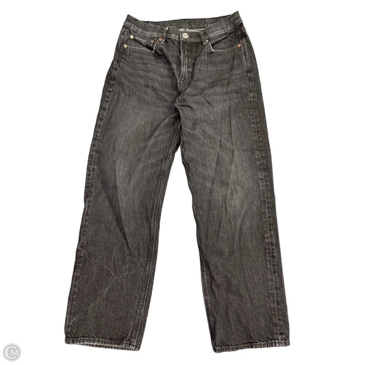 Jeans Straight By American Eagle In Black Denim, Size: 8