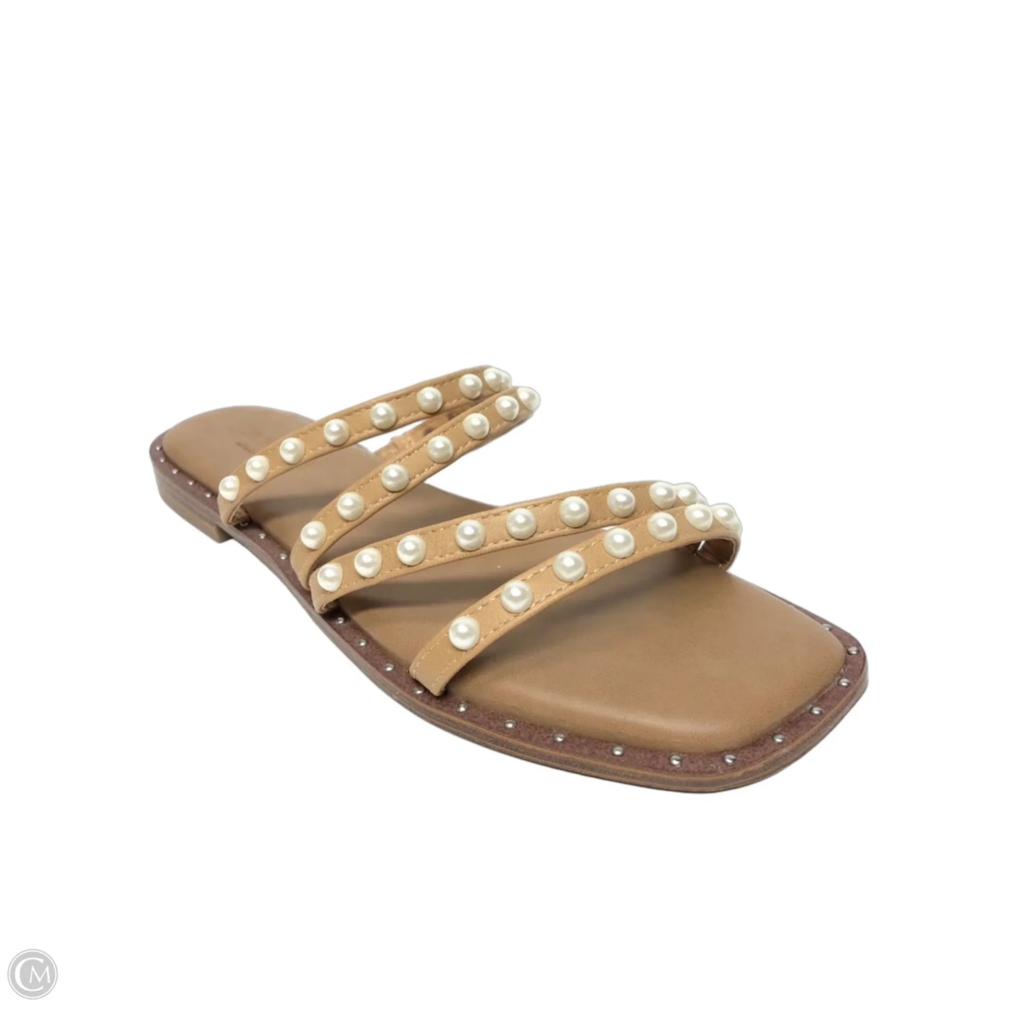 Sandals Flats By Cushionaire In Brown & White, Size: 8.5