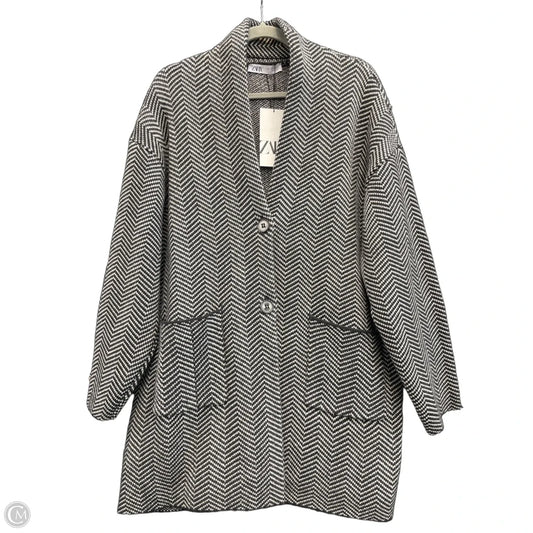 Coat Wool By Zara In Black & White, Size: L