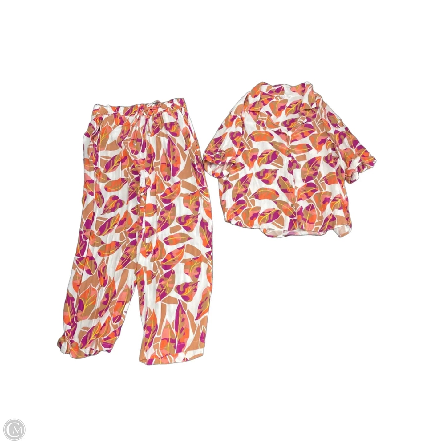 Pants Set 2pc By Jane And Delancey In Orange & Pink, Size: M