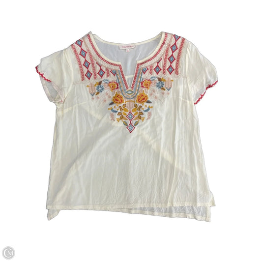 Top Short Sleeve By Solitaire In Cream, Size: L