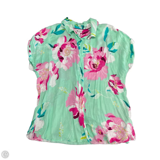 Top Short Sleeve By Stylus In Green & Pink, Size: Xl