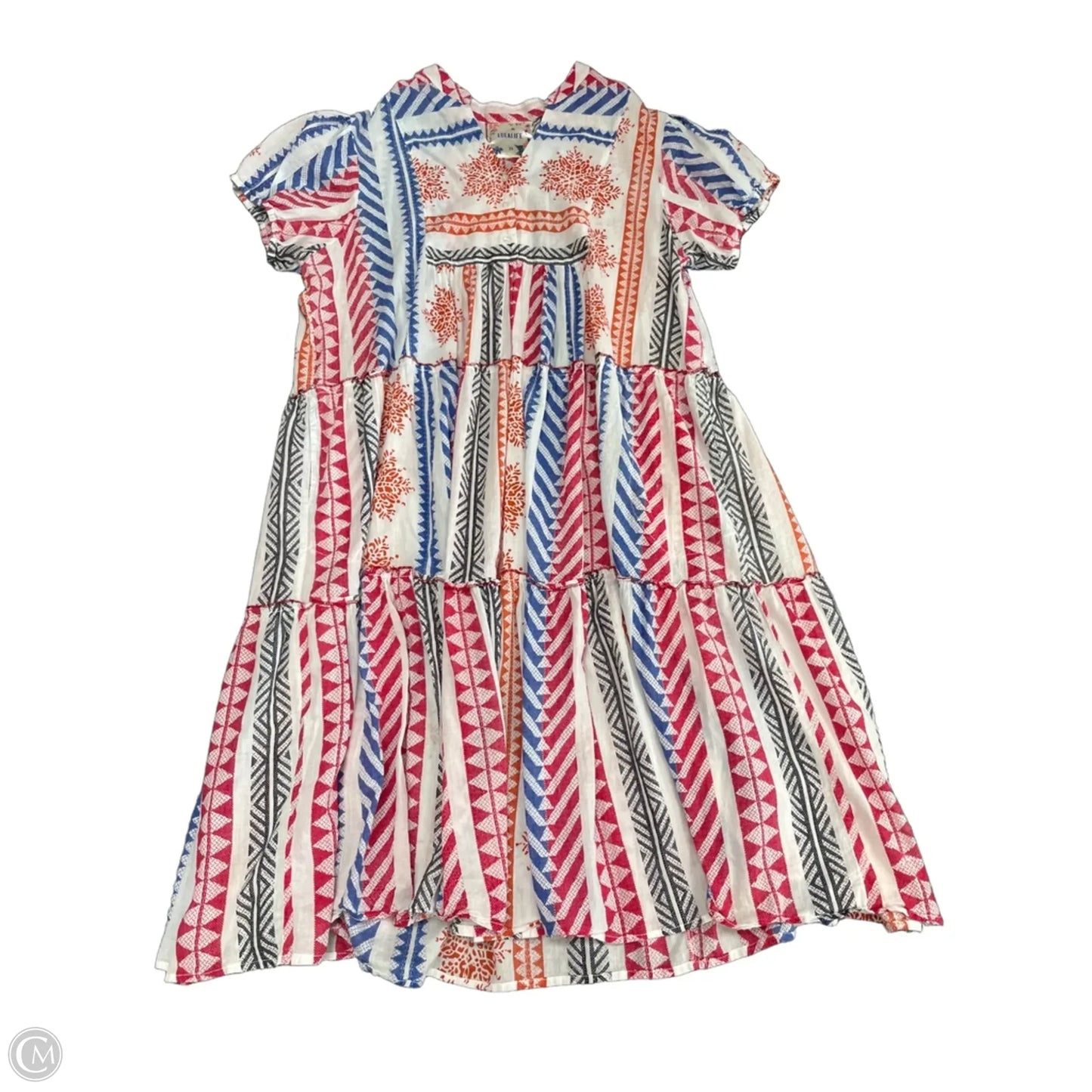 Dress Casual Midi By Clothes Mentor In Blue & Red & White, Size: 2x