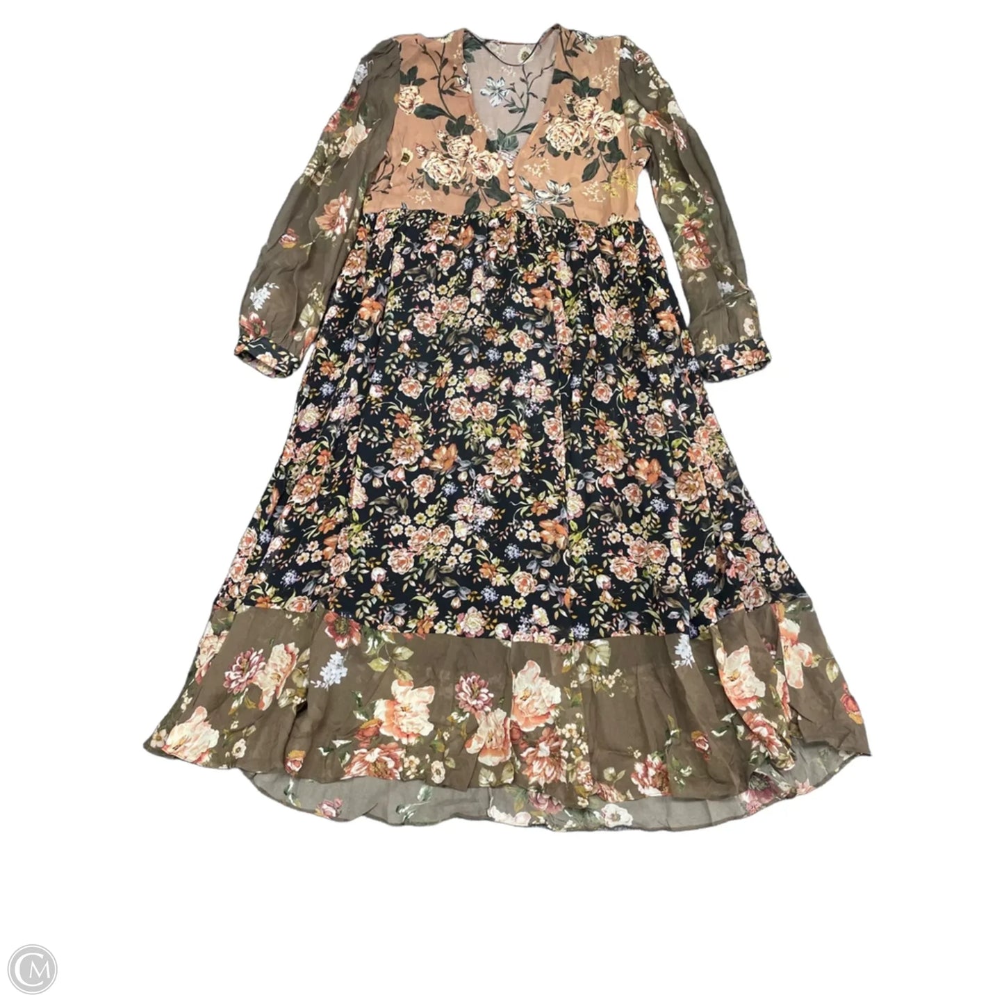 Dress Casual Midi By Zara Women In Black & Brown, Size: M