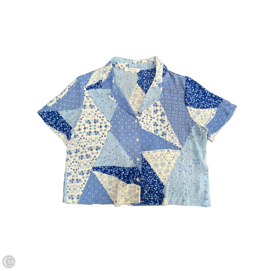 Top Short Sleeve By Rose And Olive In Blue & White, Size: L
