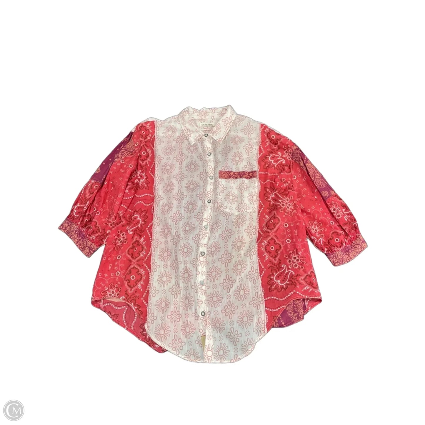 Tunic Short Sleeve By We The Free In Pink & Red, Size: L