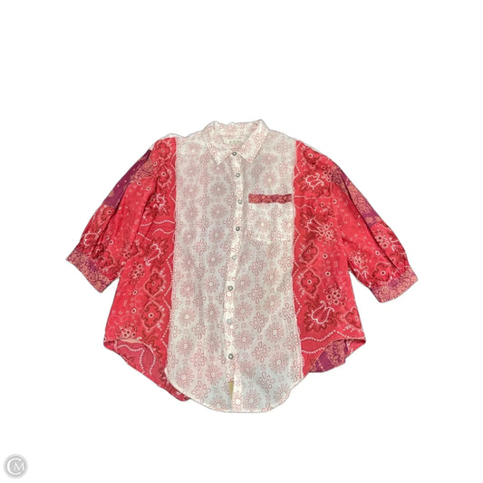 Tunic Short Sleeve By We The Free In Pink & Red, Size: L