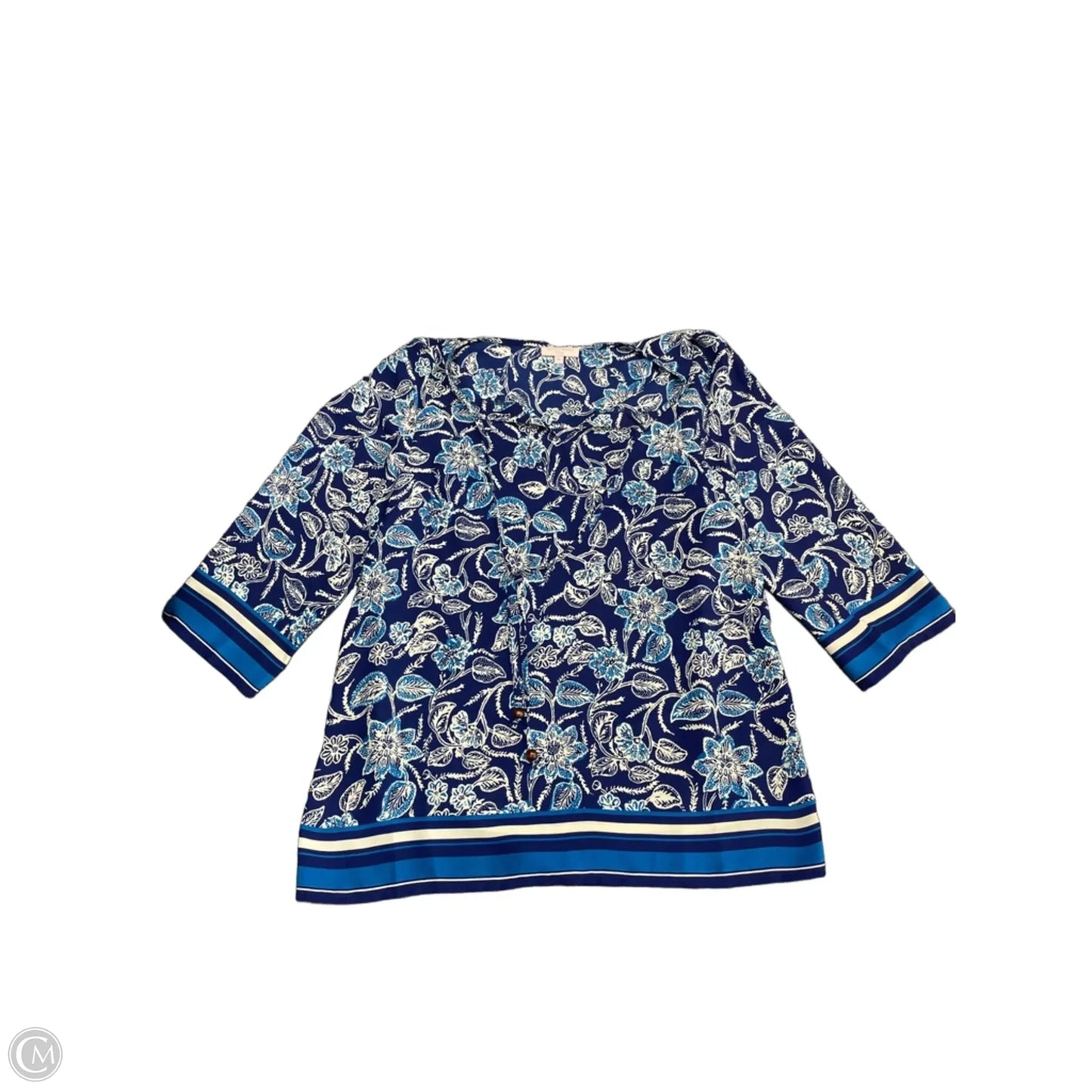Top Long Sleeve By St Tropez In Blue & White, Size: M