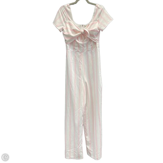 Jumpsuit By Gianni Bini In Pink & White, Size: M