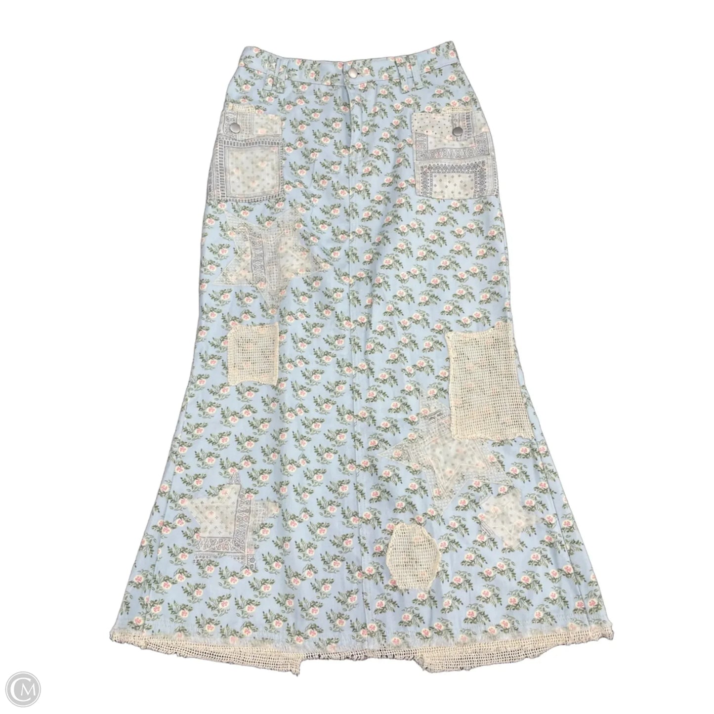 Skirt Midi By Pol In Blue & White, Size: M