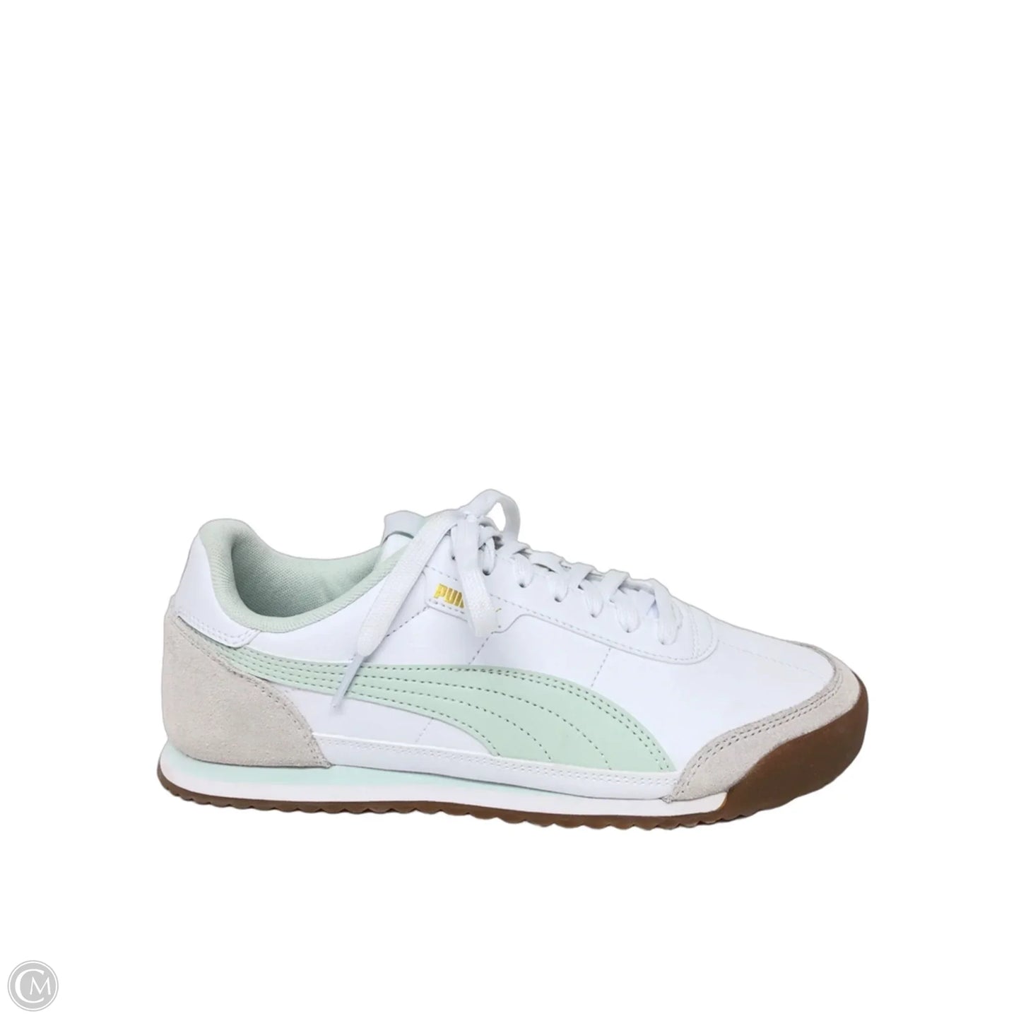 Shoes Sneakers By Puma In Green & White, Size: 9