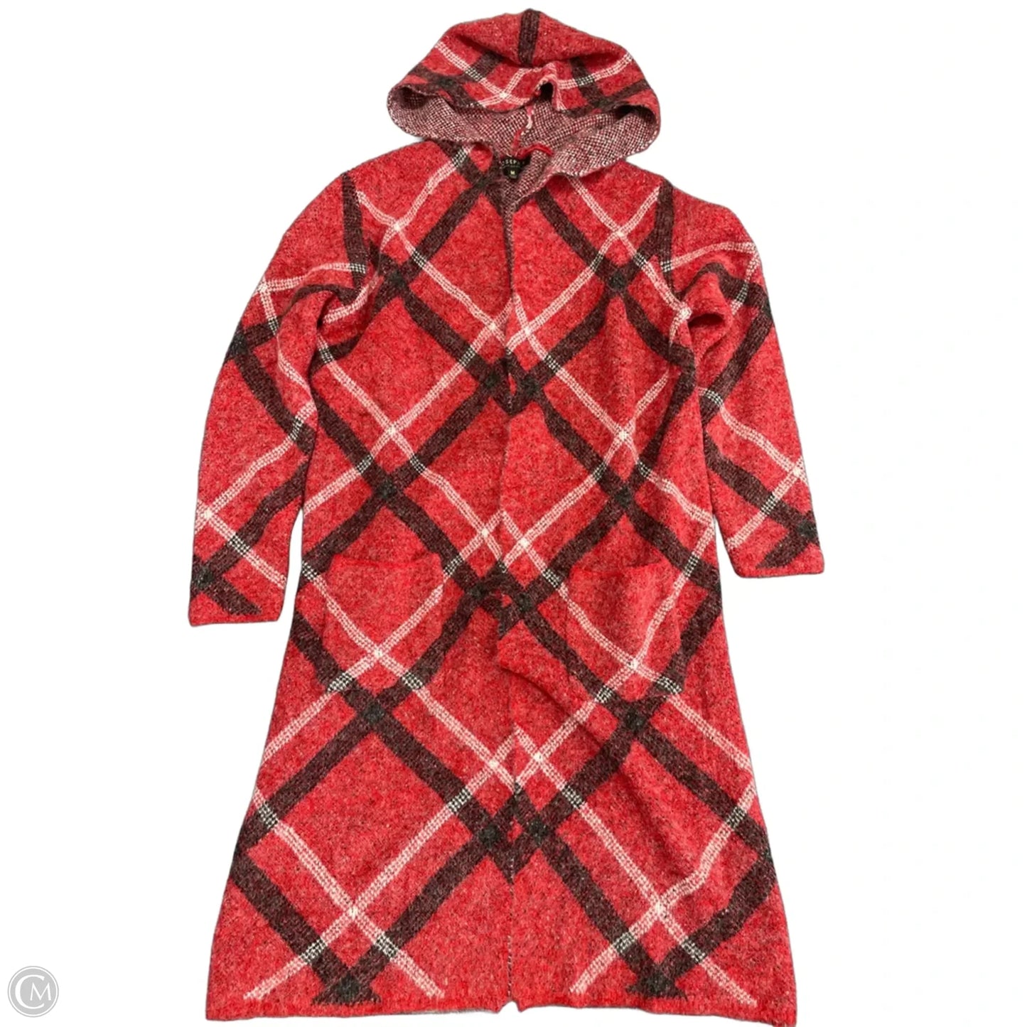 Sweater Cardigan By Joseph A. In Black & Red, Size: M