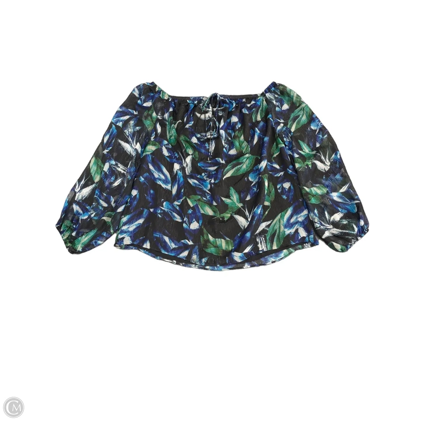 Blouse Long Sleeve By White House Black Market In Blue & Green, Size: Xl