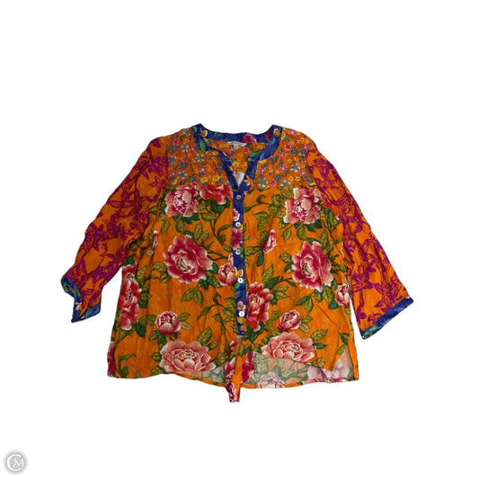 Top Long Sleeve By John Mark In Orange & Pink, Size: Xl