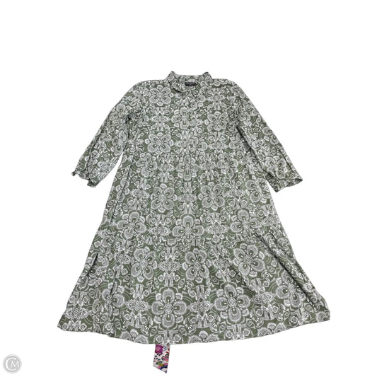 Dress Casual Midi By Lane Bryant In Green & White, Size: 24
