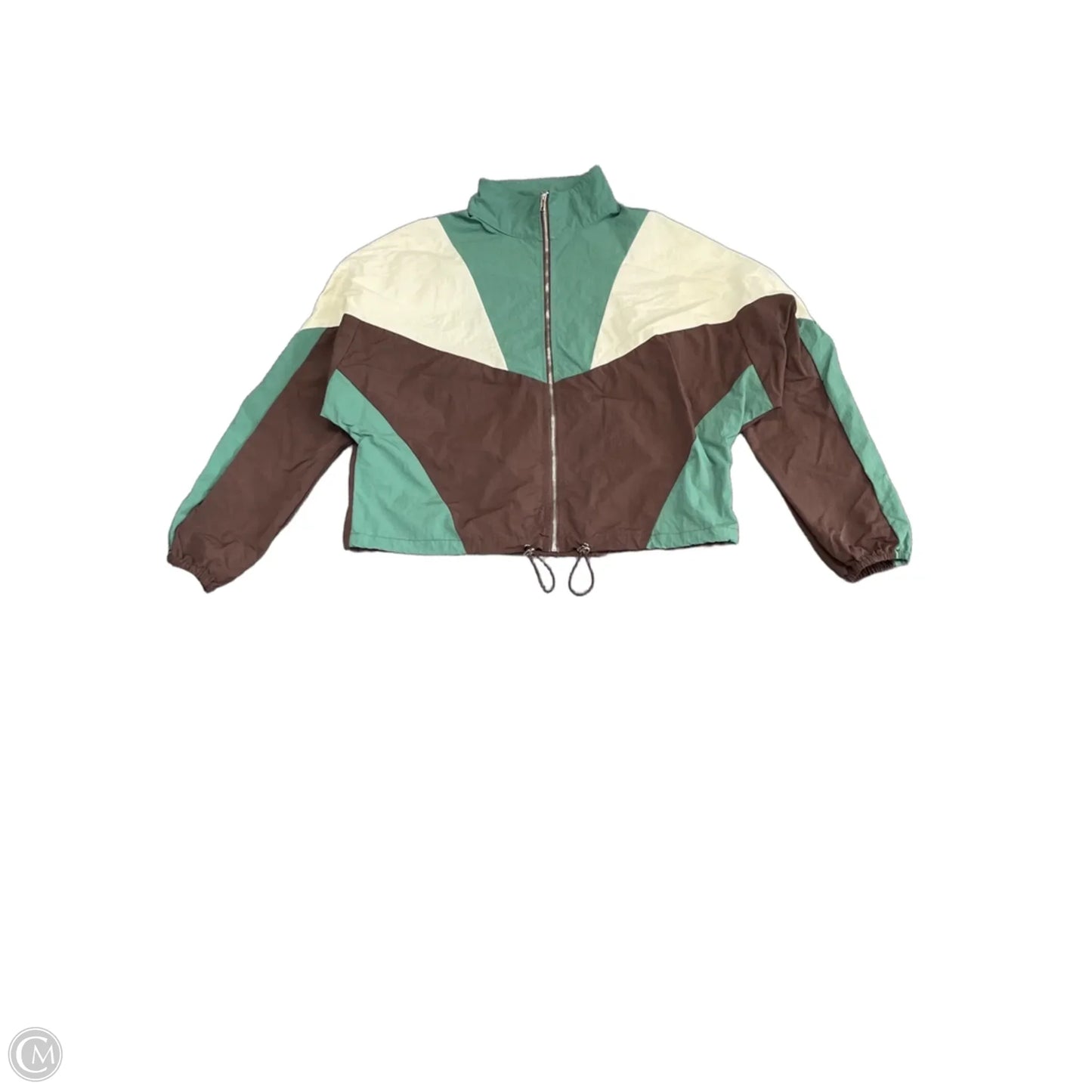 Jacket Windbreaker By Cider In Brown & Green, Size: L