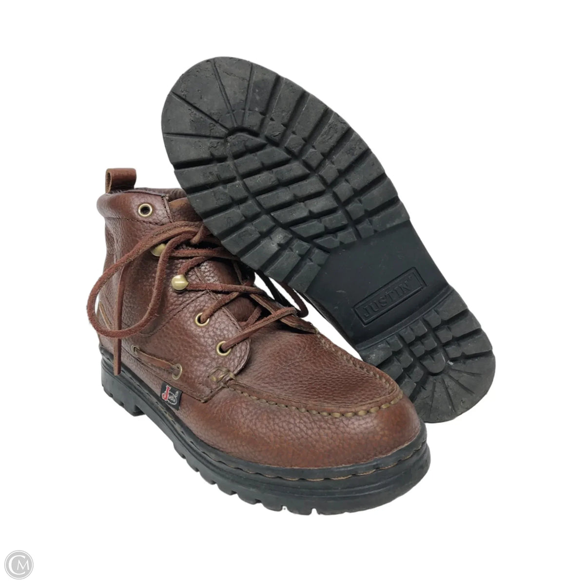 Boots Ankle Flats By Justin In Brown, Size: 7.5