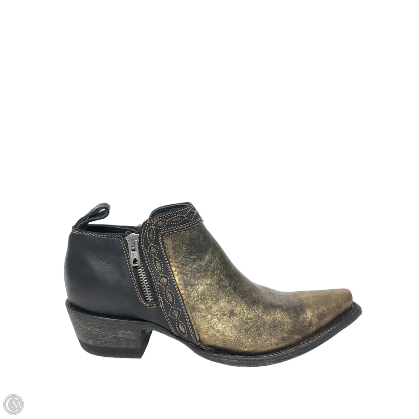 Boots Ankle Heels By Cmb In Black & Gold, Size: 9